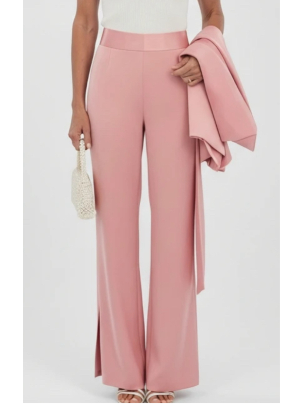 Alice + Olivia JC Mid Rise Satin Trousers, Rose, 6